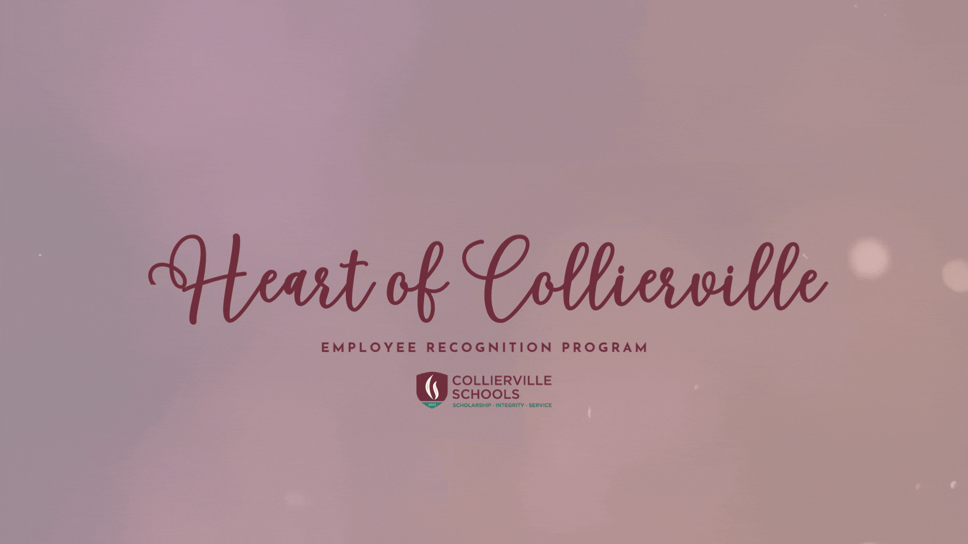 Decorative image that says Heart of Collierville Employee Recognition Program